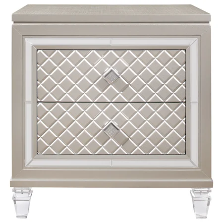 Glam 2-Drawer Nightstand with Acrylic Legs and Mirror Accents
